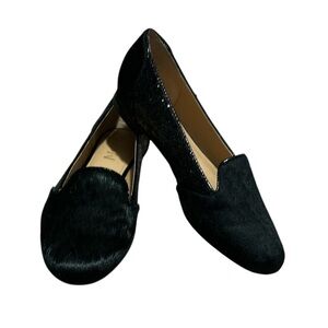 Black IMAN Women's calf hair glitter loafers. Size 6.5